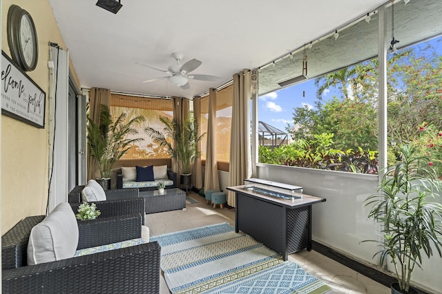 11711 Laurel Valley Cir, Wellington, FL 33414 - sunroom / solarium with an outdoor hangout area and ceiling fan