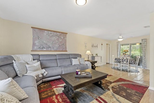 11711 Laurel Valley Cir, Wellington, FL 33414 - living area featuring a ceiling fan and visible vents