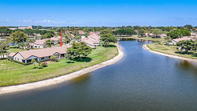 8216 Waterline Dr, Boynton Beach, FL 33472 - bird's eye view with a water view and a residential view