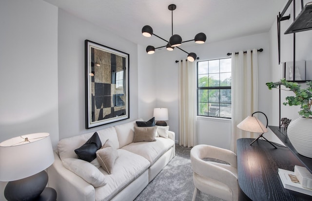 7646 SW Lucy Ln Unit 52-10, Stuart, FL 34997 - living room featuring a chandelier and carpet