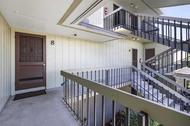 doorway to property featuring a balcony
