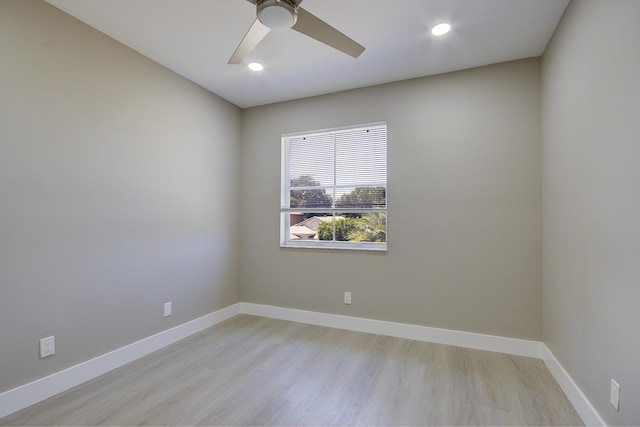 7861 Manor Forest Ln, Boynton Beach, FL 33436 - unfurnished room with light wood-style flooring, ceiling fan, baseboards, and recessed lighting