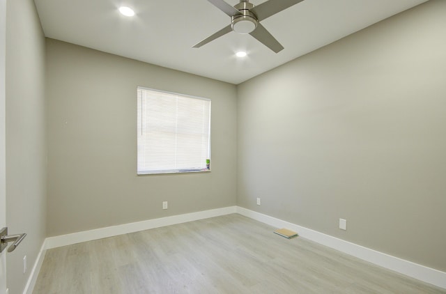 7861 Manor Forest Ln, Boynton Beach, FL 33436 - spare room with light wood-style floors, recessed lighting, ceiling fan, and baseboards