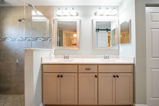 1566 SW Andalusia Rd, Port Saint Lucie, FL 34953 - bathroom featuring double vanity, a shower stall, and a sink