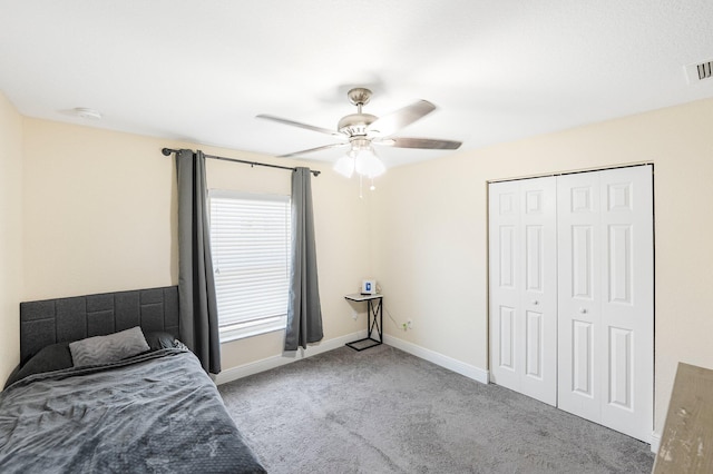 1566 SW Andalusia Rd, Port Saint Lucie, FL 34953 - unfurnished bedroom featuring carpet floors, ceiling fan, baseboards, and a closet