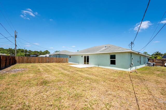1566 SW Andalusia Rd, Port Saint Lucie, FL 34953 - rear view of property featuring a fenced backyard, a patio area, stucco siding, and a yard