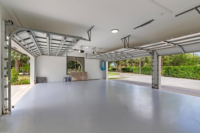 garage with a garage door opener