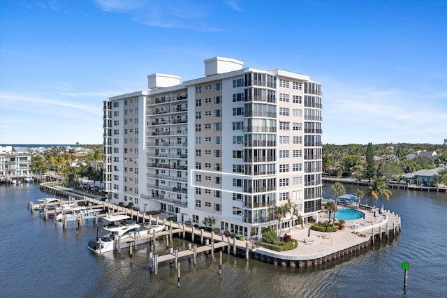 view of property with a water view