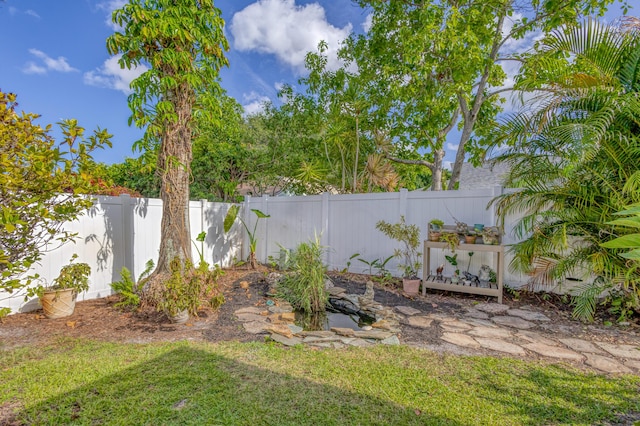 view of yard featuring a fenced backyard