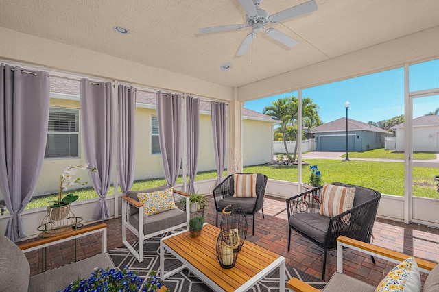 10327 SW W Park Ave, Port Saint Lucie, FL 34987 - sunroom with outdoor lounge area and a ceiling fan