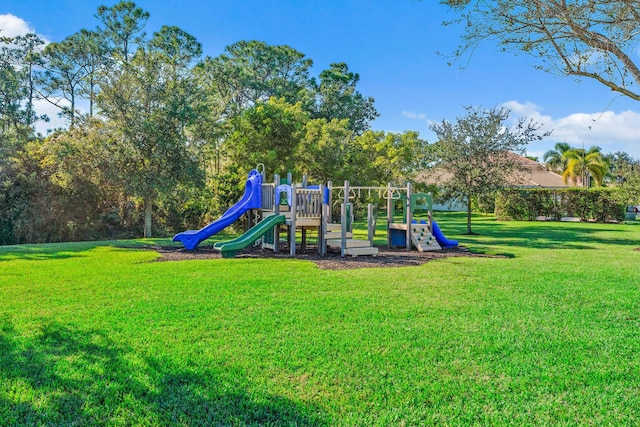 community playground with a lawn