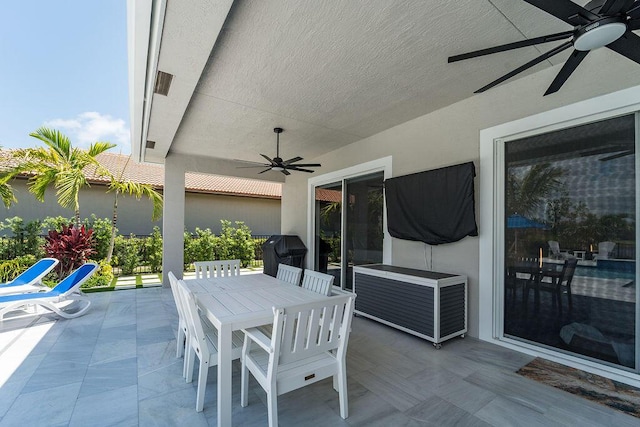 132 Steeple Cir, Jupiter, FL 33458 - view of patio / terrace with ceiling fan, outdoor dining space, and grilling area