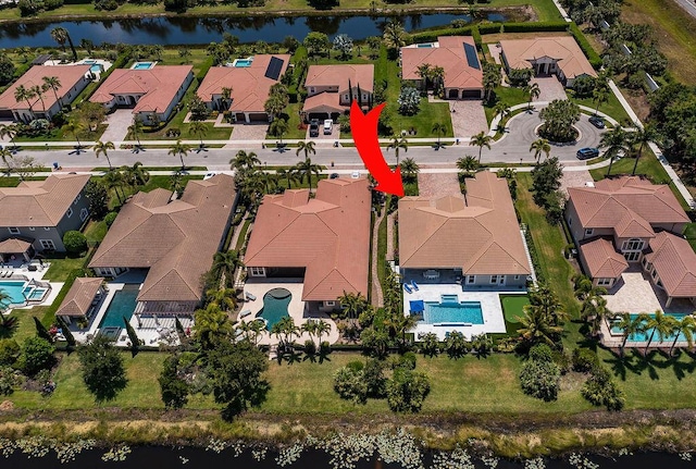 132 Steeple Cir, Jupiter, FL 33458 - aerial view of residential area with a pool and a nearby body of water