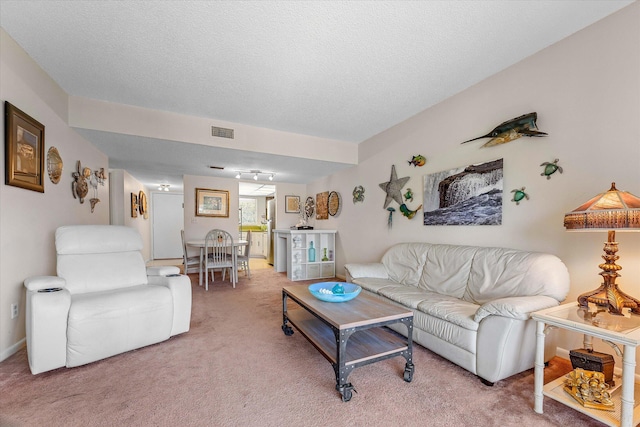 18081 SE Country Club Dr Unit 130, Jupiter, FL 33469 - living room with light colored carpet, a textured ceiling, and baseboards