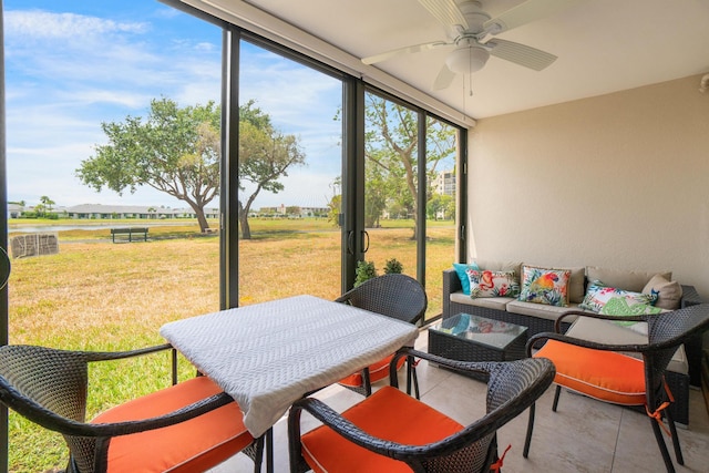7240 Huntington Ln Unit 105, Delray Beach, FL 33446 - sunroom / solarium with ceiling fan, an outdoor hangout area, and plenty of natural light