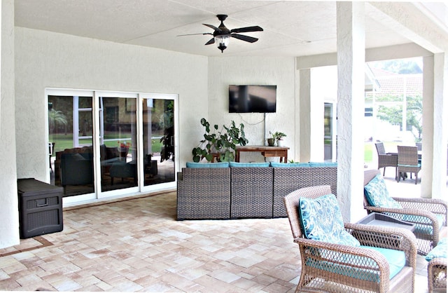 view of patio / terrace featuring outdoor lounge area and ceiling fan