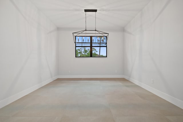 17816 86th St N, The Acreage, FL 33470 - unfurnished dining area with baseboards and a notable chandelier