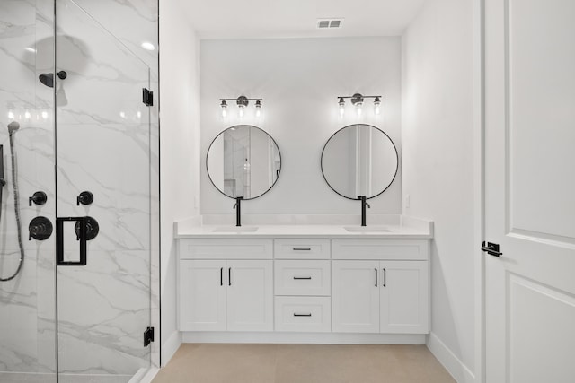 17816 86th St N, The Acreage, FL 33470 - full bath featuring visible vents, a sink, and a marble finish shower