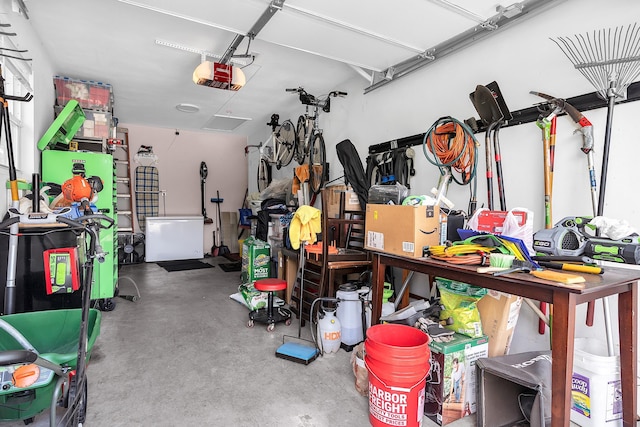 garage with a garage door opener