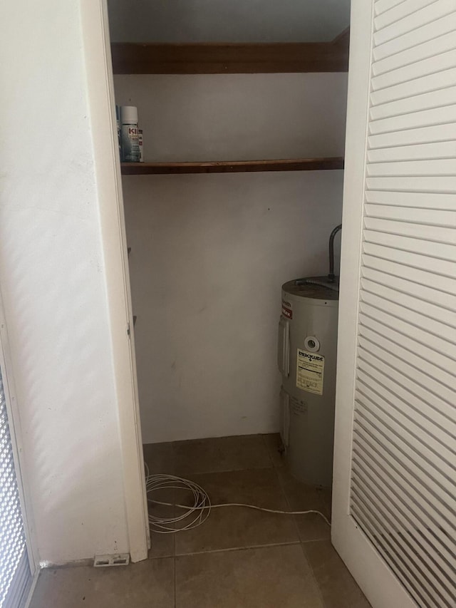 utility room with electric water heater