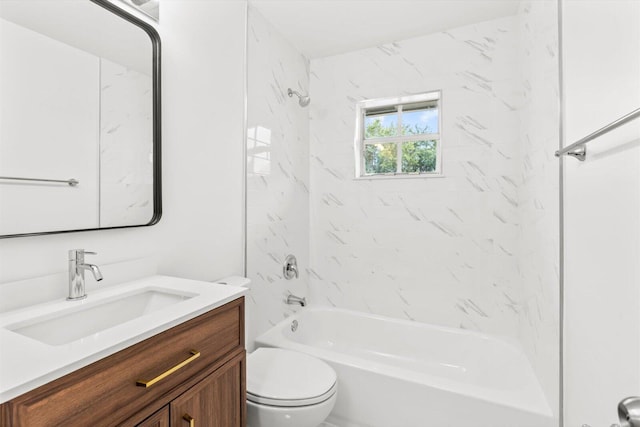 full bathroom featuring vanity, toilet, and shower / washtub combination