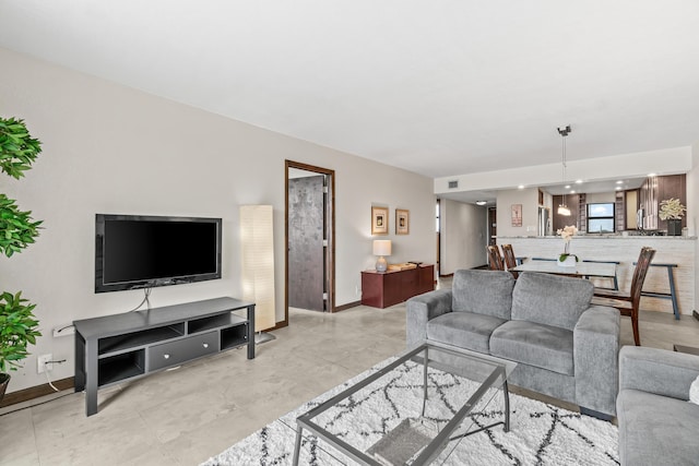 living area with baseboards