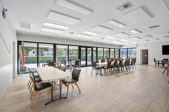 dining room with visible vents
