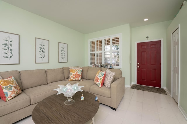 520 NW Galatone Ct, Port Saint Lucie, FL 34986 - living room with recessed lighting, baseboards, and light tile patterned flooring