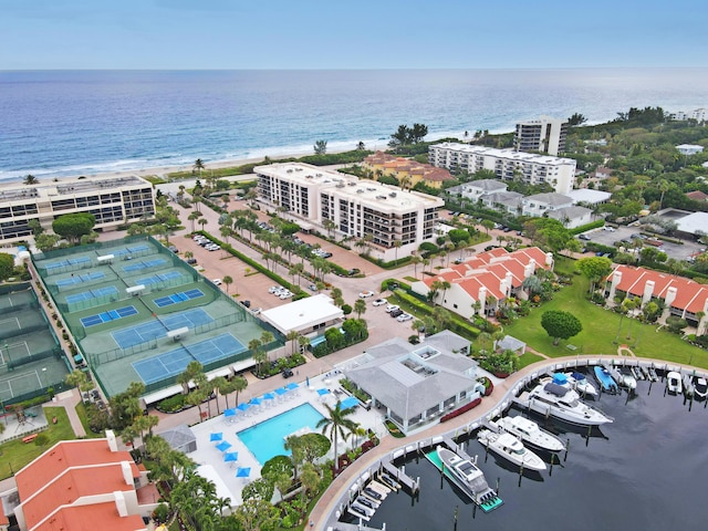 bird's eye view featuring a water view