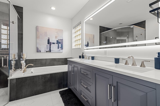 10867 Jefferson Way, Boynton Beach, FL 33437 - full bathroom featuring a wealth of natural light, a sink, a bath, and a stall shower