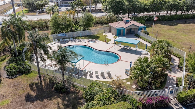 10867 Jefferson Way, Boynton Beach, FL 33437 - community pool featuring a gazebo, a patio area, fence, and a lawn