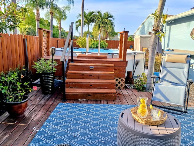 deck featuring a fenced backyard