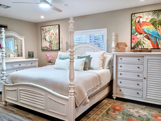 380 Laurie Rd, West Palm Beach, FL 33405 - bedroom featuring wood finished floors, recessed lighting, and a ceiling fan