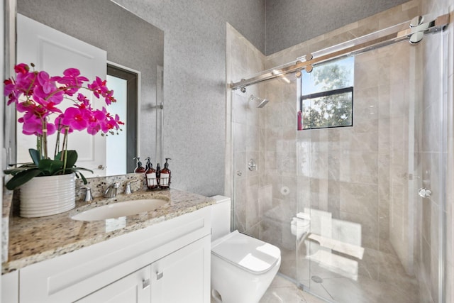 6950 NW 25th Way, Boca Raton, FL 33496 - bathroom with toilet, a stall shower, and vanity
