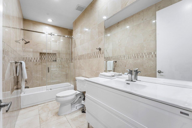 17906 Aberdeen Way, Boca Raton, FL 33496 - full bath with tile walls, enclosed tub / shower combo, toilet, and vanity