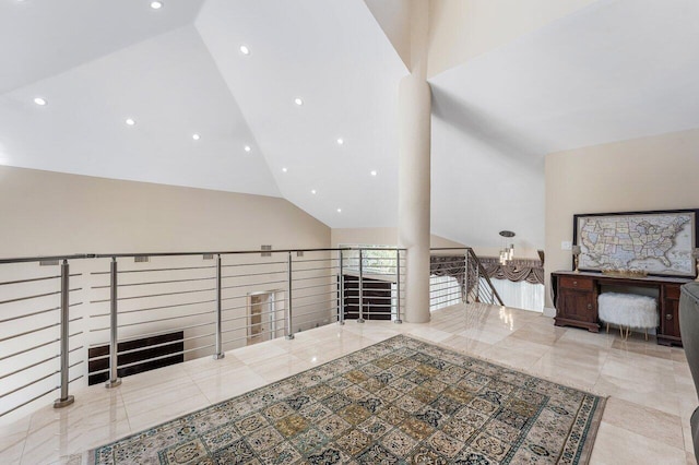 17906 Aberdeen Way, Boca Raton, FL 33496 - bonus room with high vaulted ceiling, recessed lighting, and tile patterned flooring