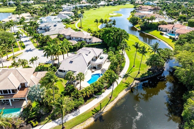 17906 Aberdeen Way, Boca Raton, FL 33496 - aerial perspective of suburban area featuring a pool area, a nearby body of water, and a golf club