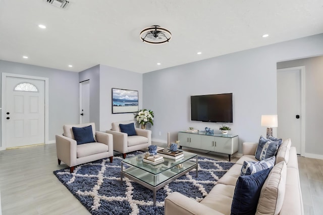 2732 Starwood Cir, West Palm Beach, FL 33406 - living area with light wood-style flooring, recessed lighting, and baseboards
