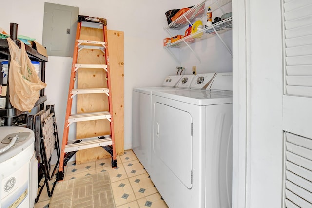 124 Mockingbird Ln Unit 124, Delray Beach, FL 33445 - laundry room featuring washing machine and dryer and electric panel
