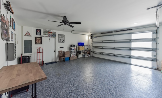 188 Yale Dr, Lake Worth Beach, FL 33460 - garage featuring electric panel and ceiling fan