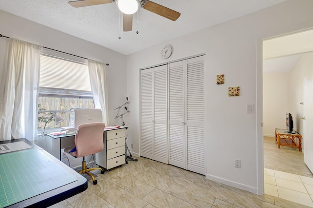 245 Bilbao St, Royal Palm Beach, FL 33411 - office featuring a ceiling fan, baseboards, and light tile patterned flooring