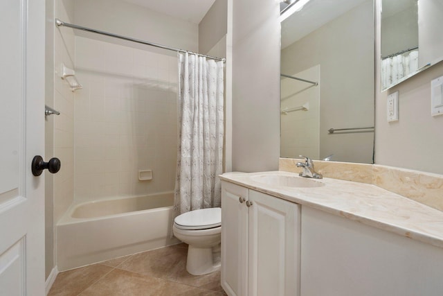 9943 SW Stonegate Dr, Port Saint Lucie, FL 34987 - bathroom featuring toilet, tile patterned floors, shower / tub combo, and vanity