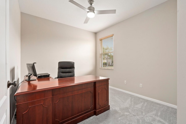9943 SW Stonegate Dr, Port Saint Lucie, FL 34987 - office area featuring ceiling fan, light carpet, and baseboards