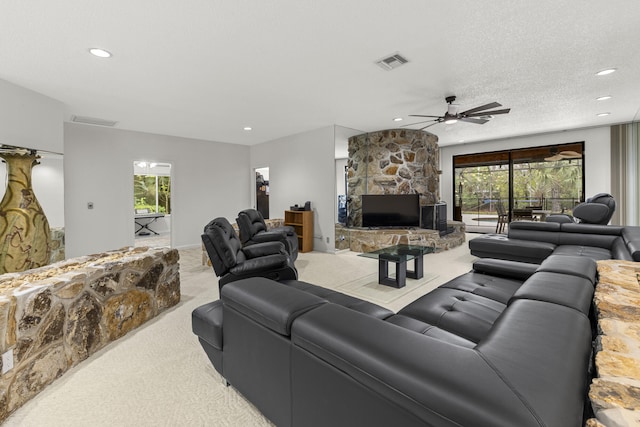 8785 Thousand Pines Cir, West Palm Beach, FL 33411 - carpeted living room featuring recessed lighting, a ceiling fan, and healthy amount of natural light