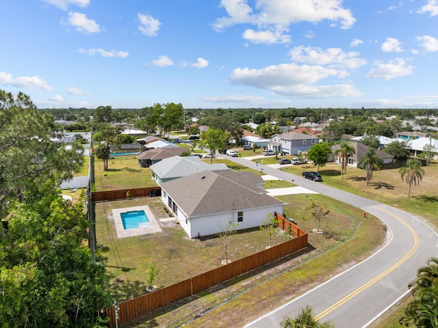 aerial view with a residential view
