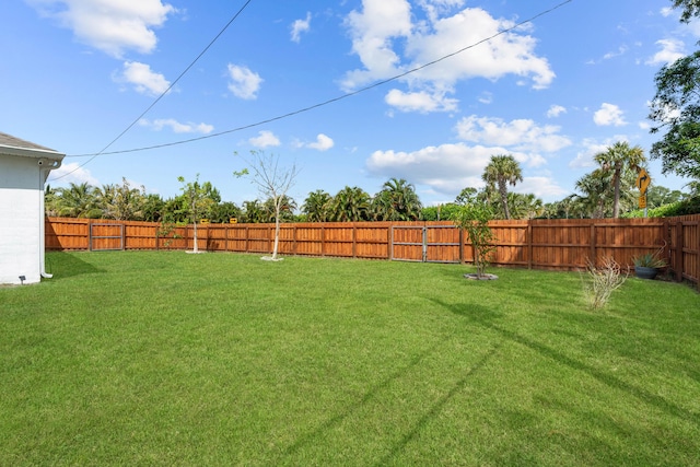 view of yard featuring a fenced backyard