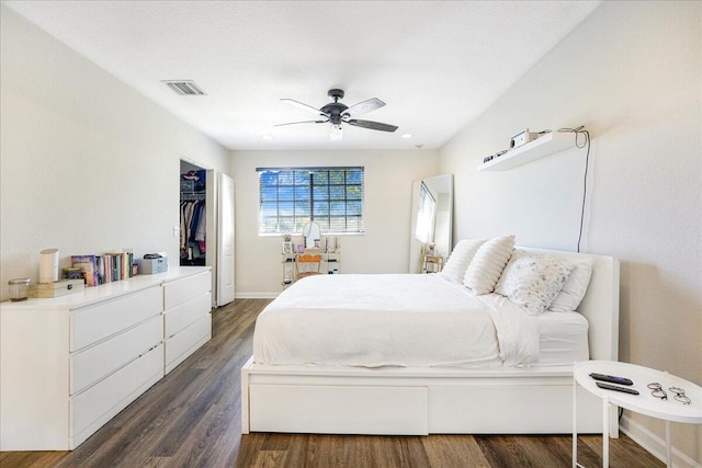 4738 Sundance Way, Davie, FL 33328 - bedroom with visible vents, a ceiling fan, dark wood finished floors, and baseboards