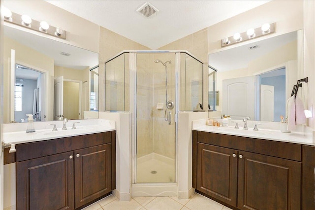 4738 Sundance Way, Davie, FL 33328 - full bathroom with a sink, tile patterned floors, and a shower stall