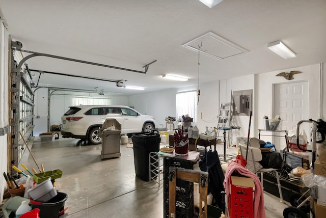 garage with electric panel