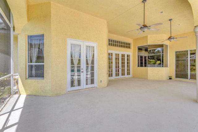 view of patio / terrace featuring french doors and a ceiling fan